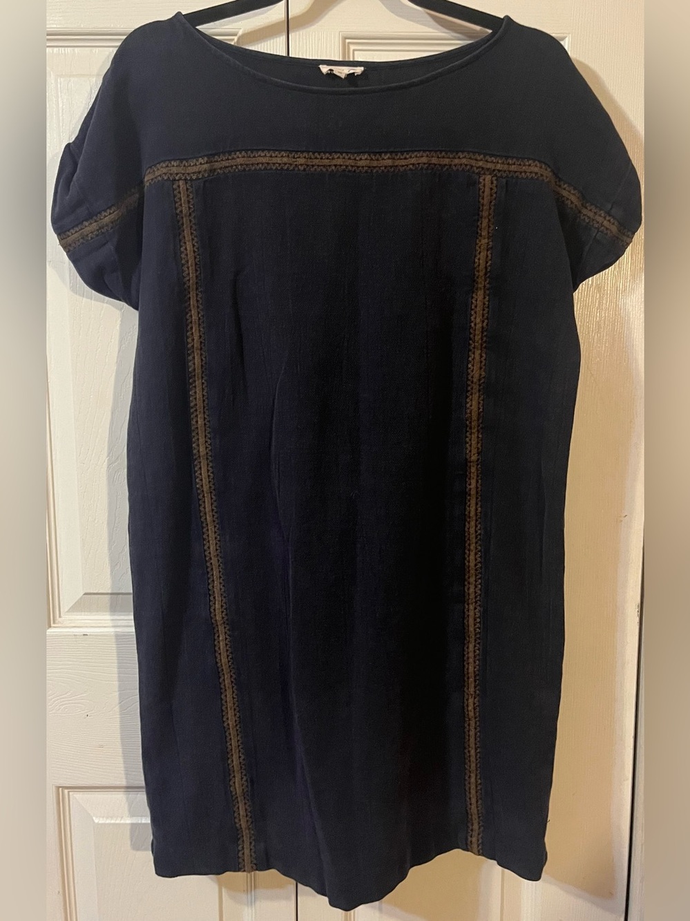 Soeur Navy Cotton Denim Straight Short Sleeve Dress Size 38/Medium 8